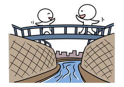 across fromのイラスト